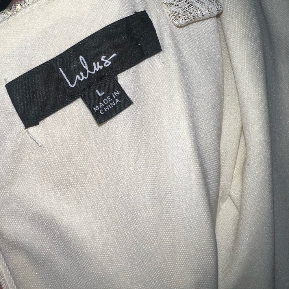 Lulus Shine for Us Cream Metallic Tropical Jacquard Mini Dress - Picture 4 of 5